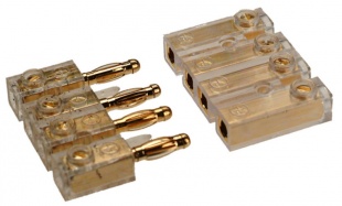 4-pólový zlacený konektor pro připojení repro na zadním platu