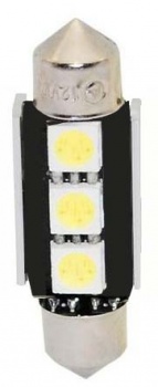 LED žárovka 12V s paticí sufit (39mm) bílá, 3LED/3SMD