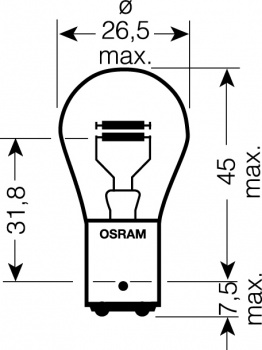 OSRAM 12V P21/4W (BAZ15d) 21/4W standard (10ks)