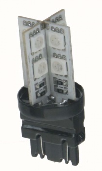 LED žárovka 12V s paticí T20 (3157) červená, 16LED/3SMD
