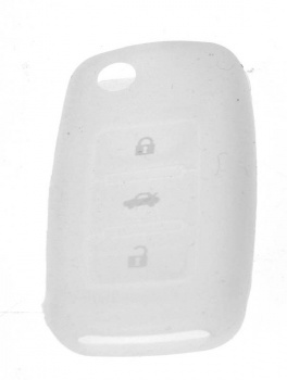 Silikonový obal pro klíč Škoda, VW, Seat 3-tlačítkový, bílý